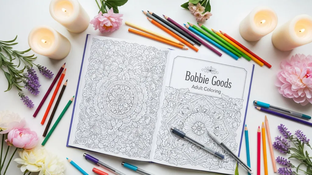 Bobbie Goods: A Terapia Criativa Que Está Ajudando Mães a Desestressar 2 um livro bobbie goods sobre a mesa com várias canetas